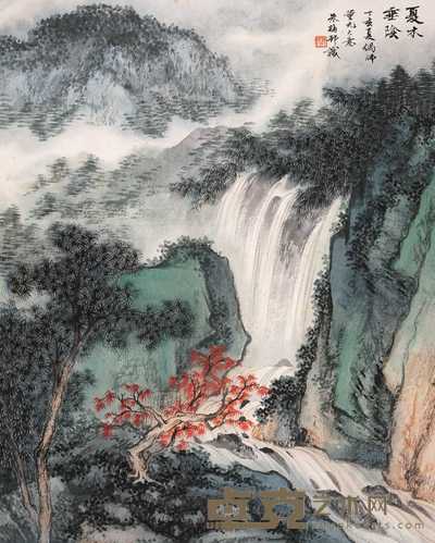 朱梅邨 丁亥(1947年)作 夏木垂荫图 片 52×42cm